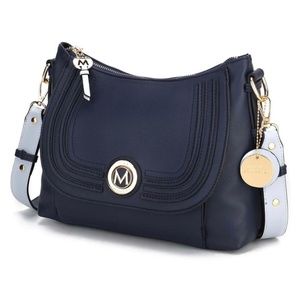 MKF Vegan Faux Leather Navy and light blue Crossbody bag